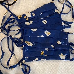 Four Reformation Face Masks, Blue Floral Print